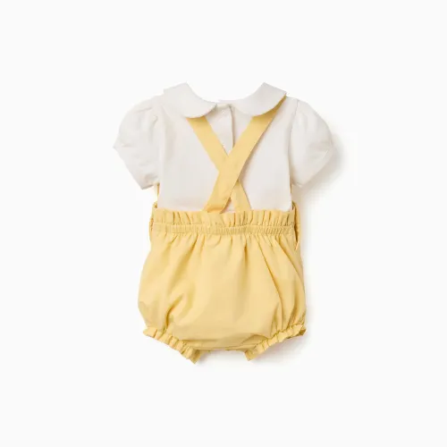 2-in-1 Jumpsuit In Cotton And Linen For Newborn Boy