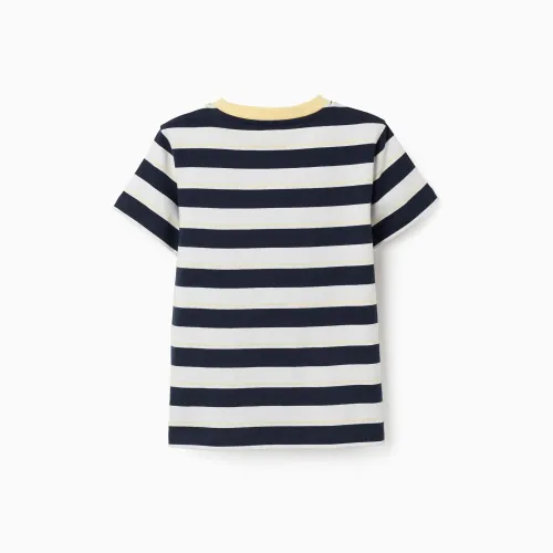 Striped Cotton T-shirt For Boys, White/blue/yellow