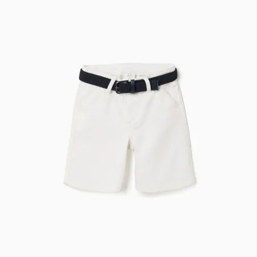 Twill Midi Shorts With Belt For Boys