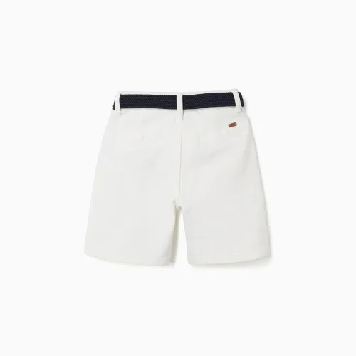 Twill Midi Shorts With Belt For Boys