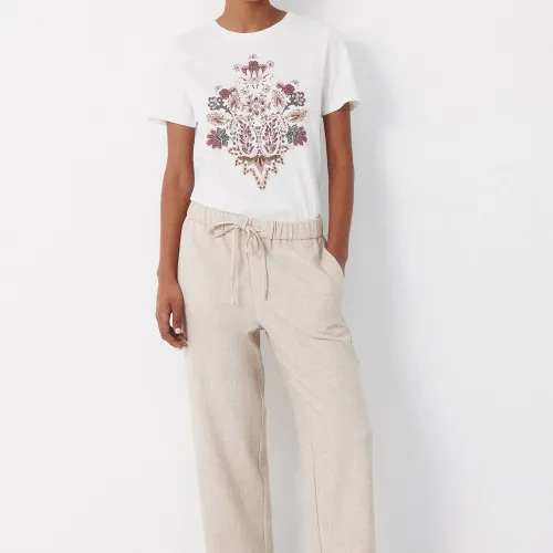 T-shirt Imprimé Fleurs Placé