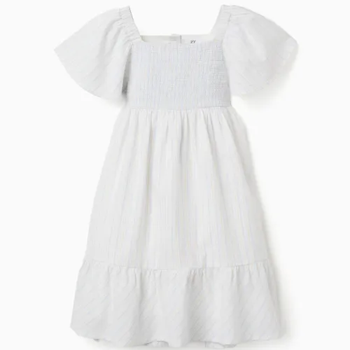 Striped Cotton Dress With Lining B&s For Girls