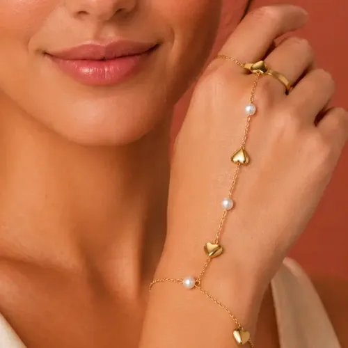 Handchain Heart Avec Bague Ajustable