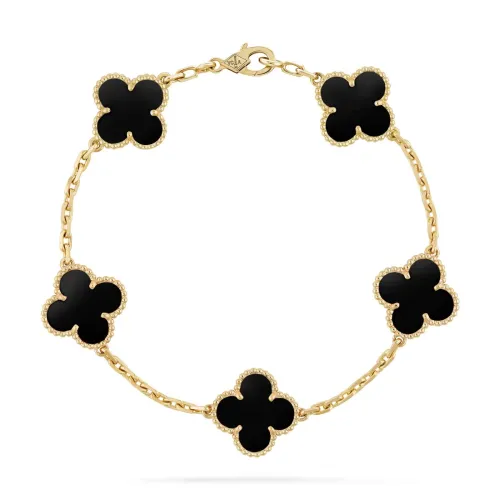 Bracelet Vintage Chaîne Doré Motif Noir