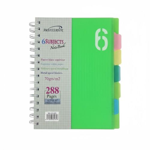 Cahier A5 Avec Spirale 6 Sujets 288pages