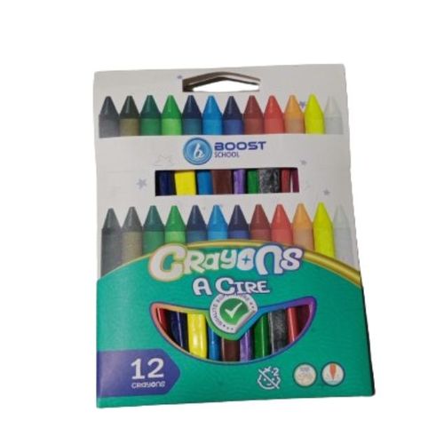 Crayons À Cire 12 Couleurs Boost School Réf. Bs-ca12g