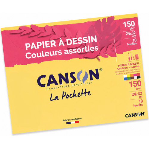 Paquet De 10 Feuilles Papier Dessin Canson Couleur 24 × 32 / 150g