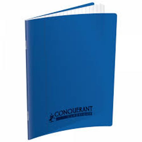 Cahier Piqué 192p Grands Carreaux 70g Polypro Bleu A5 