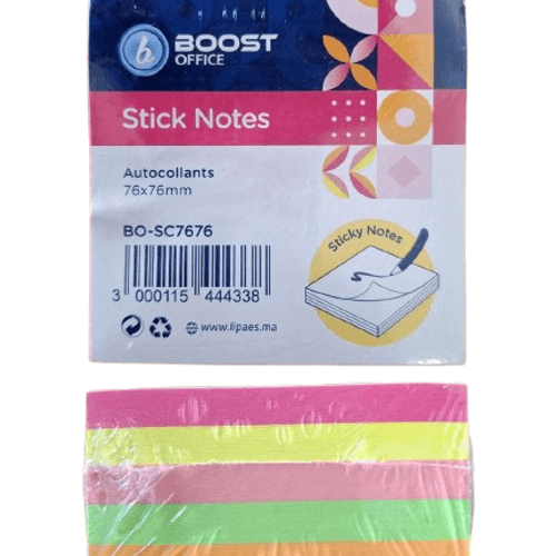 Bloc Notes Adhésives Post-it 76 × 76 Mm - 4 Couleurs Fluo