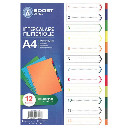 Jeux De 12 Intercalaires Couleurs En Plastique Réf. Bo-jinc12