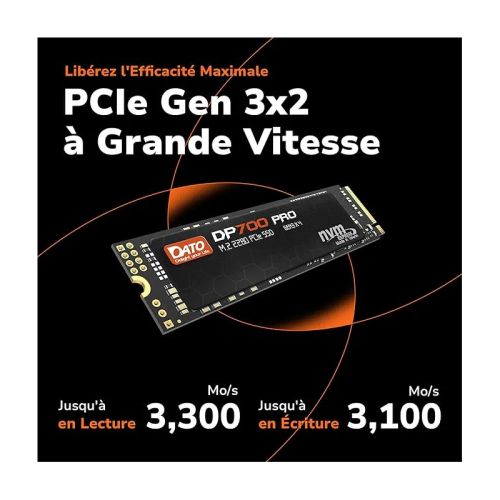 Dato Ssd Interne 1 To, Pcie Gen3x4 Nvme M.2 2280 Ssd, Jusqu’à 3300/3100 Mo/s - Dp700 Pro Série
