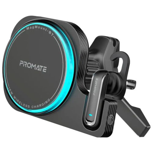 Chargeur Voiture Magmount-bt Promate – Support Magsafe 15w + Écouteur Bluetooth Enc
