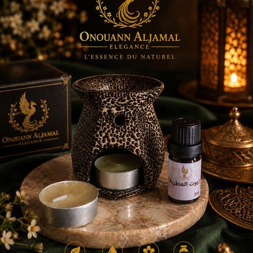 Brûleur De Parfum En Céramique Premium Avec 2 Bougies Offertes – Diffuseur Dhuiles Essentielles Oud Bakhour 10 Ml