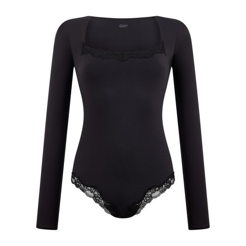 Body Manches Longues En Microfibre Et Dentelle