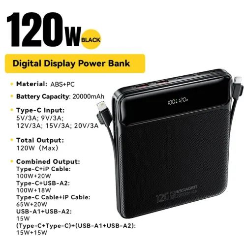 Power Bank 120w 20000mah Charge Rapide Pd Pour Pc Portable