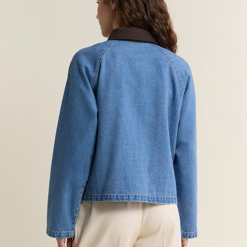 Veste En Jean À Col Contrastant