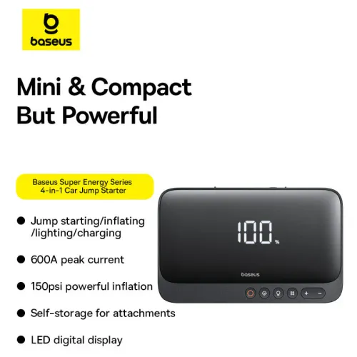 Super Energy 4-en-1 600a 6000mah Démarreur De Voiture Avec Compresseur Maroc