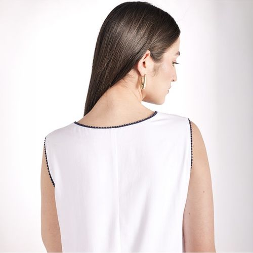 Robe Longue Broderie Bleue Marine