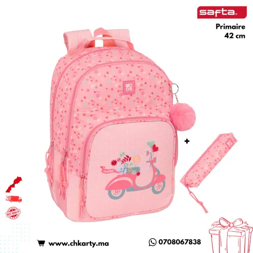 Cartable Scolaire Moos Avec Trousse Assortie