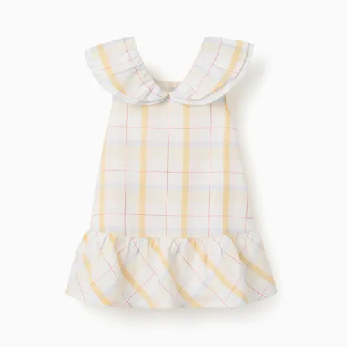 Checked Cotton Dress With Ruffles B&s For Baby Girls, Multicolour