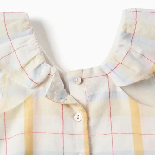 Checked Cotton Dress With Ruffles B&s For Baby Girls, Multicolour