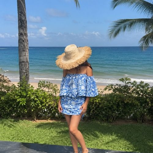 Mykonos Ensemble Chemise Haut A Volants & Pareo Motifs Mediterranee