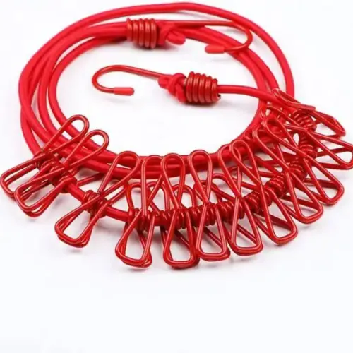 Corde À Linge Élastique Portable 12 Clip De Ceinture Extérieure 190 Cm