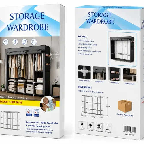 Armoire Chambre Rangement Penderie De Vêtement En Tissu 