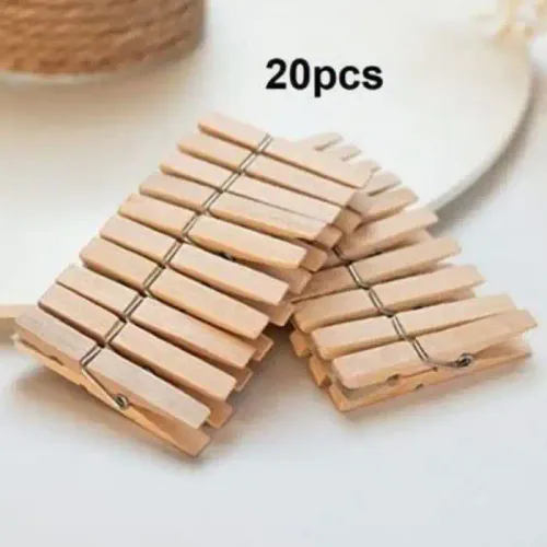 Lot De 20 Pinces À Linge En Bois