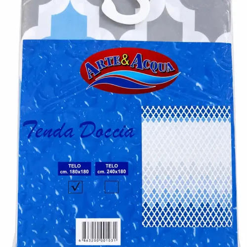 Rideau De Douche - Motif Géométrique - Imperméable-avec 12 Rings