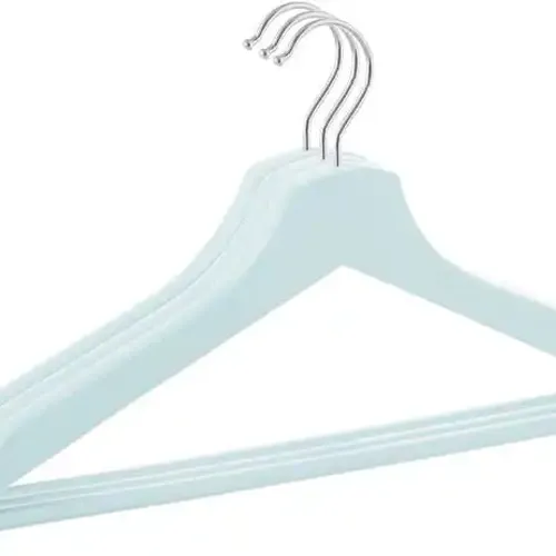 Lot De 3 Cintres En Bois D'érable Antidérapants - Bleu