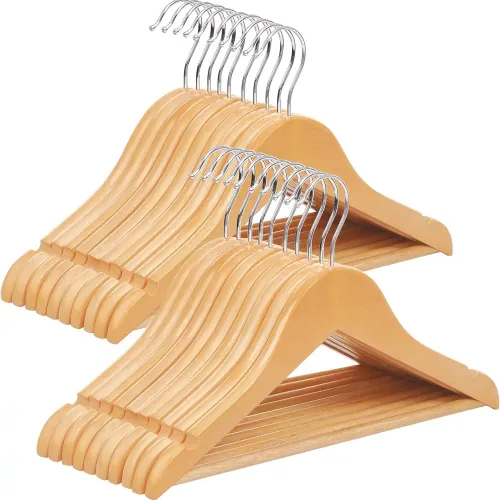 Lot De 6 Cintres Enfant En Bois, Crochet Rotatif À À 360°, Longueur 30 Cm, Naturel