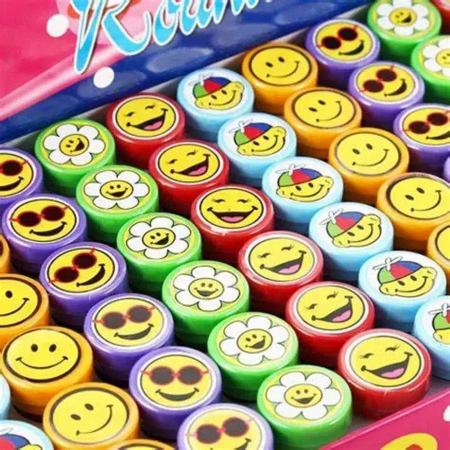 Tampon Auto-encreur Emoji Souriant / Tampon Mignon - Lot De 10