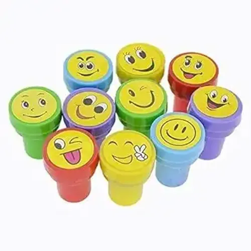 Tampon Auto-encreur Emoji Souriant / Tampon Mignon - Lot De 10