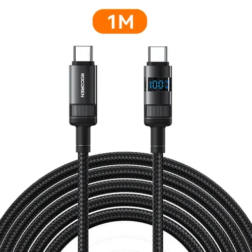Câble Usb-c 100w Avec Affichage Digital – Usb-c Vers Usb-c Pd 3.1 Charge Rapide 5a 1 Mètre