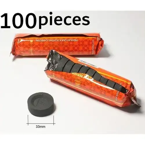 Alfakher Encens Charbon À Éclairage Rapide Premium 33 Mm 100 Pcs/10 Rouleaux