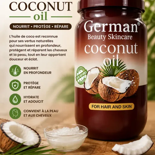Huile De Coco Naturelle - Soin Nourrissant Pour Cheveux Et Peau