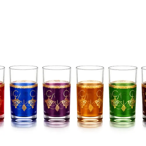 Coffret De 6 Verres Khlala Colorés Afos – Décor Doré
