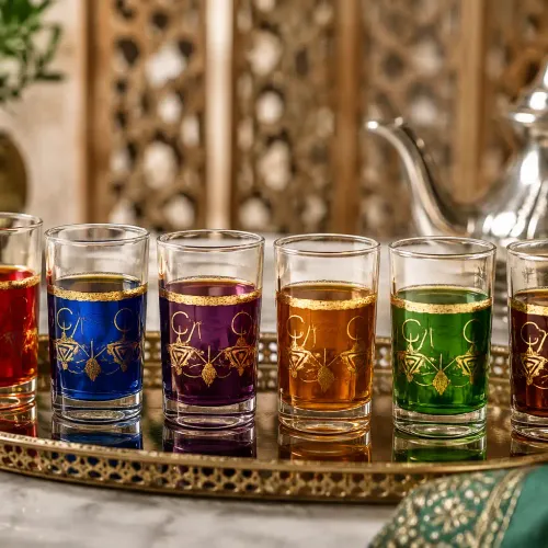 Coffret De 6 Verres Khlala Colorés Afos – Décor Doré
