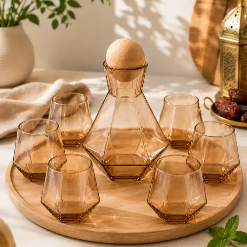 Service À Boisson En Verre (7 Pièces) – 1.2 L - Bronze