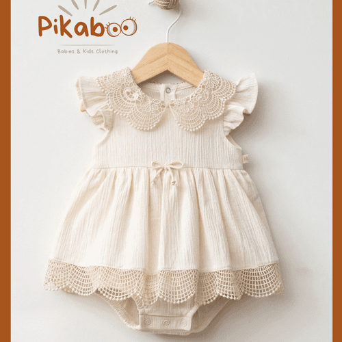 Robe Bébé Avec Culotte Et Détail Macramé