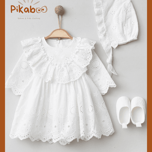 Tenue Grand Événement Bébé 3 Pièces En Dentelle Anglaise