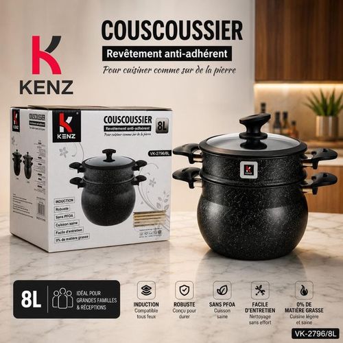 Couscoussier 8l Revêtement Antiadhérent Effet Pierre Sans Pfoa - Vk-2796/8l