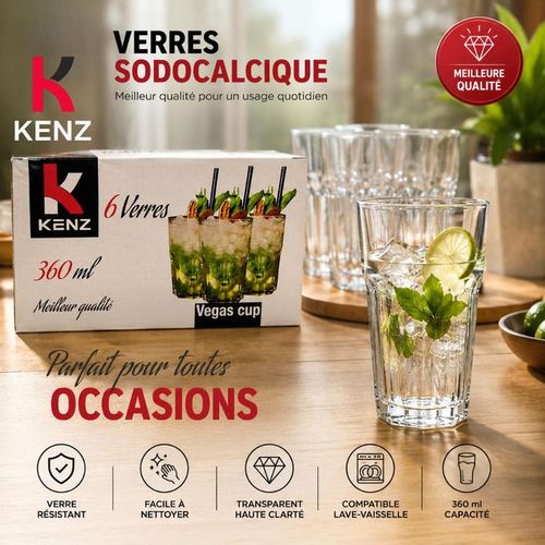 Lot De 6 Verres 360 Ml Verre Sodocalcique Transparent, Vegas Cup