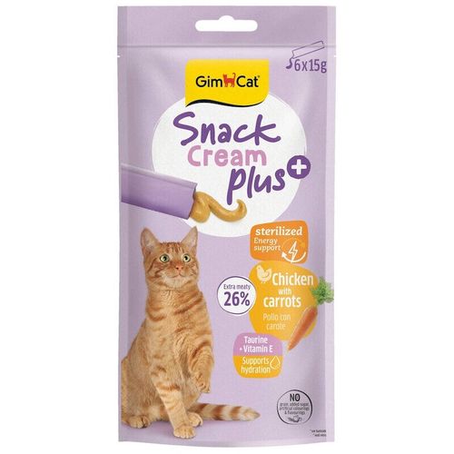 Snack Cream Plus+ Poulet & Carottes – Chat Stérilisé 6×15g
