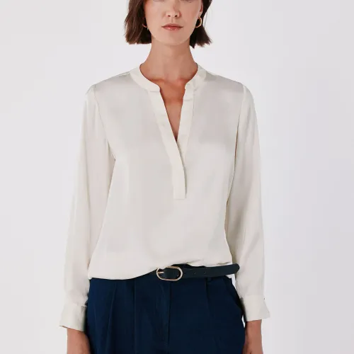 Blouse Satinée Col Mao