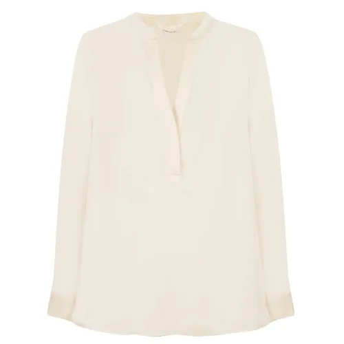 Blouse Satinée Col Mao