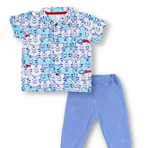 Chemise A Manche Courte + Pantalon En Coton