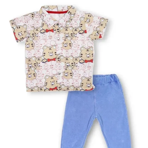 Chemise A Manche Courte + Pantalon En Coton