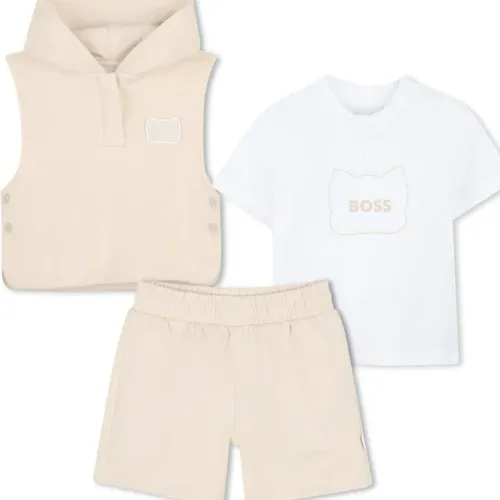 Ensemble Boss 3 Pièces – T-shirt, Sweat Sans Manches & Short